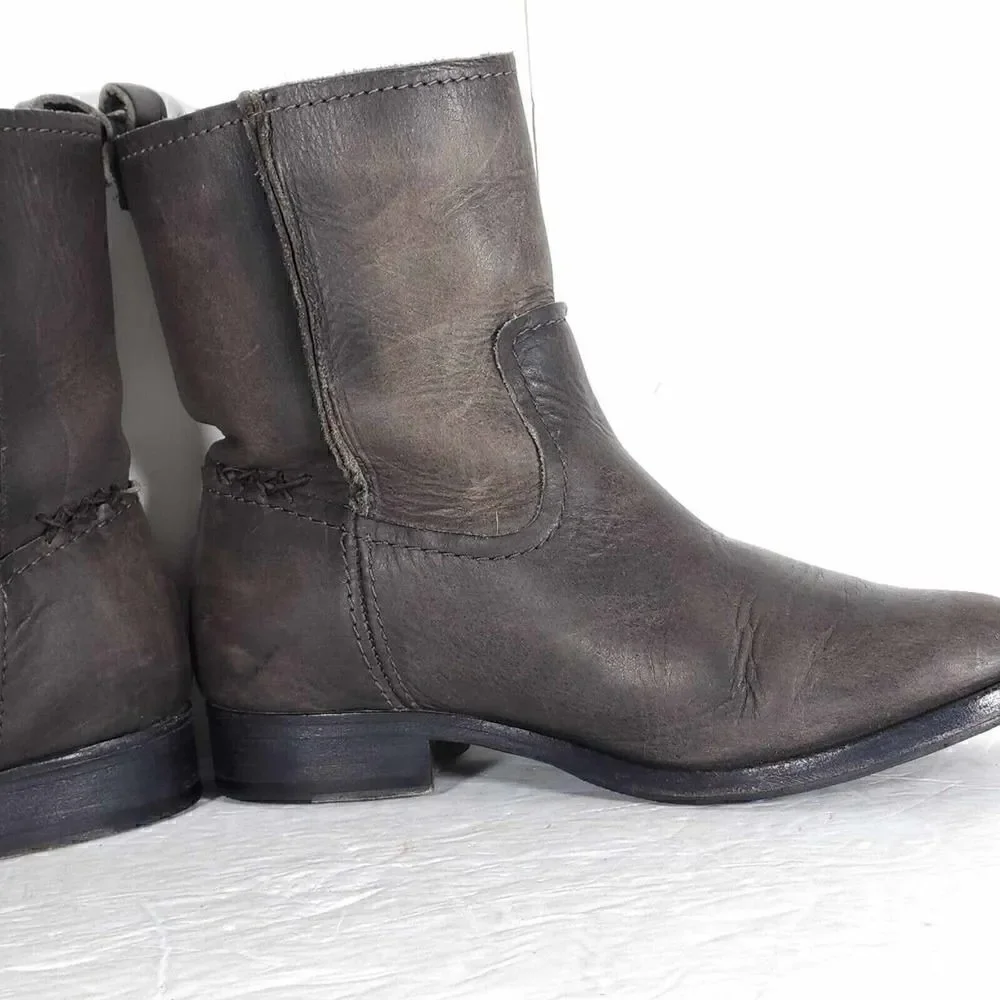 Frye Women's Melissa Slouch Short US 5,5 Brown Leather Pull On Ankle Boots